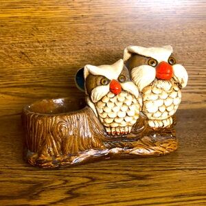 Halloween ceramic owls tea light holder vintage